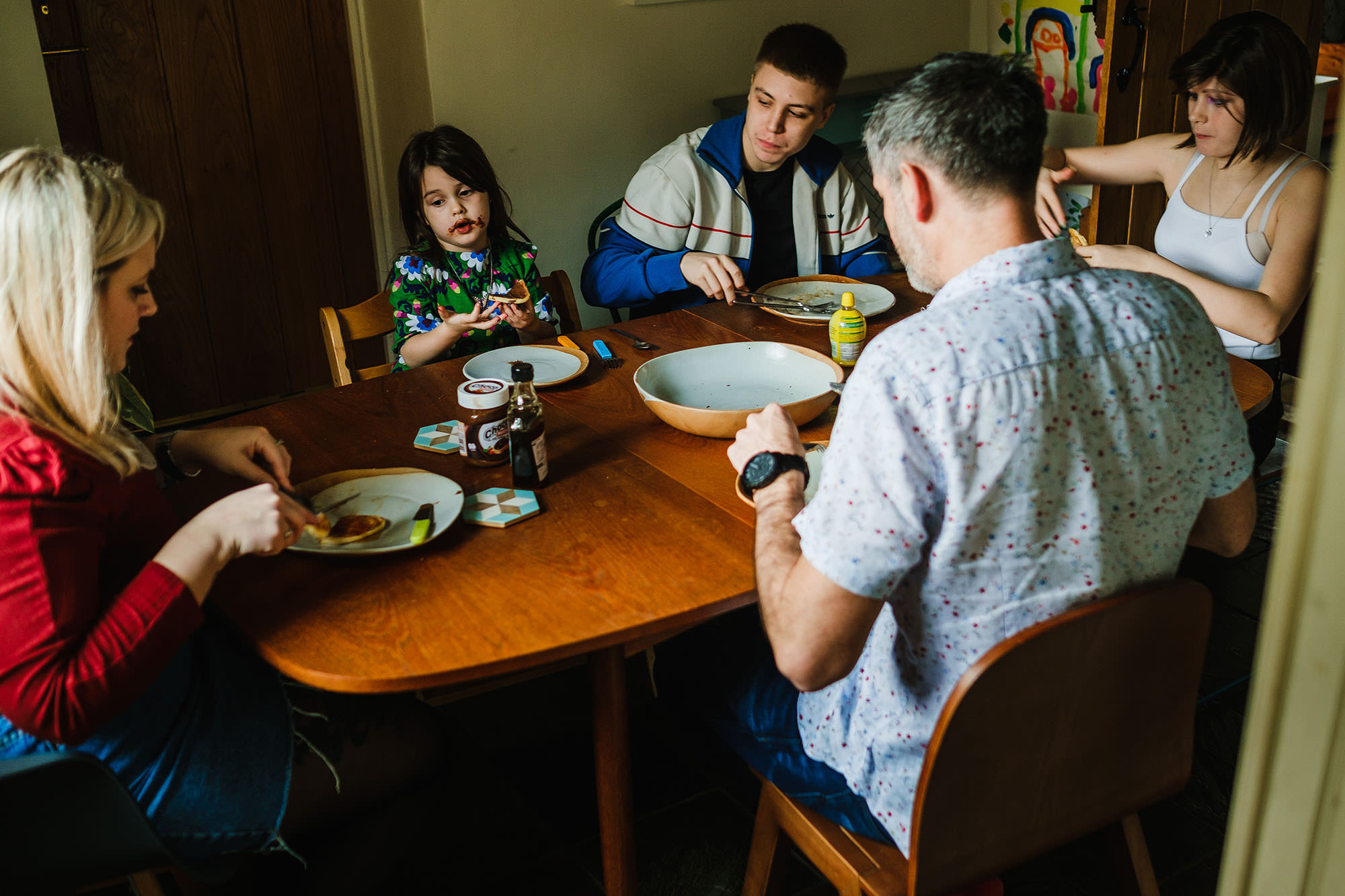 family having lunch together