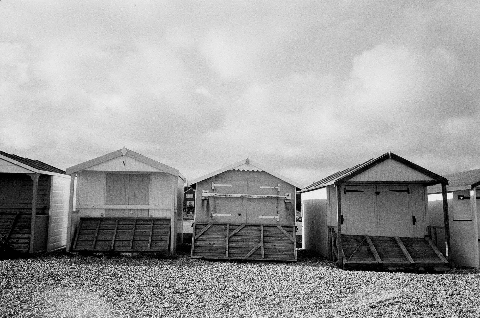 beach huts landing film photography