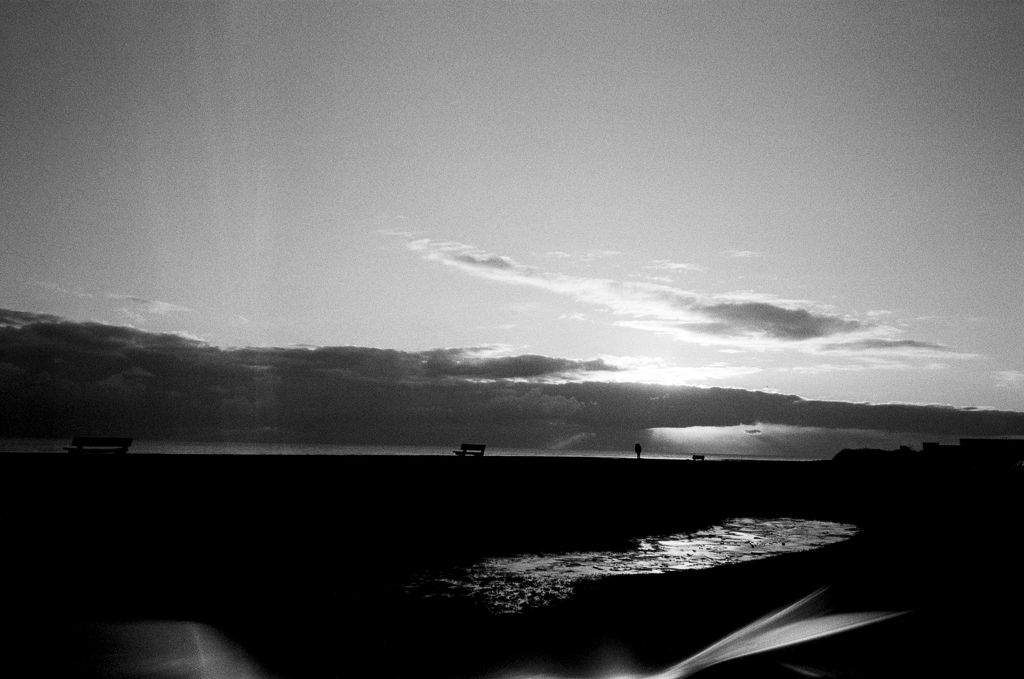 sunset low tide beach worthing on film