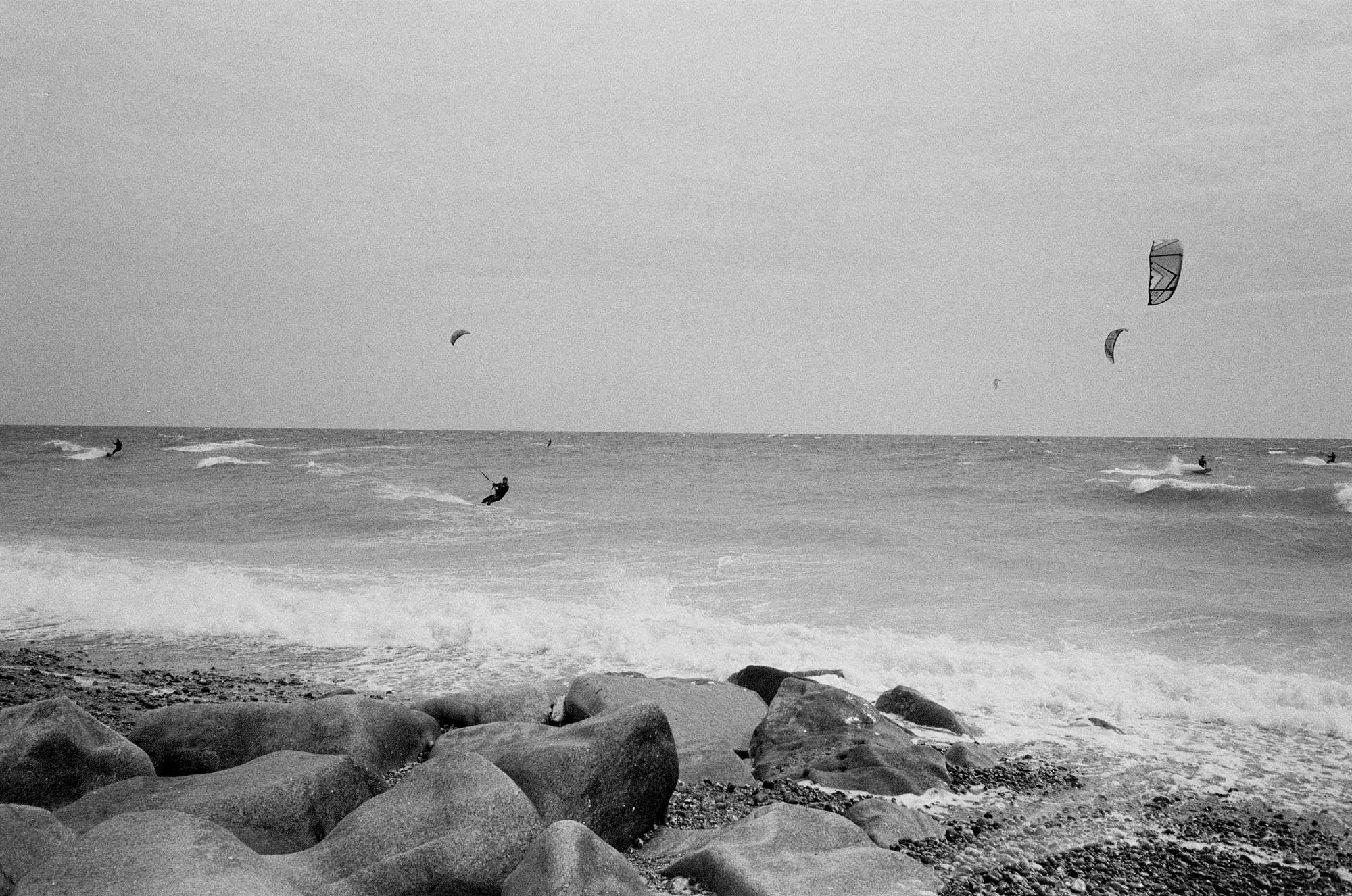 analogue photography lancing windsurfers