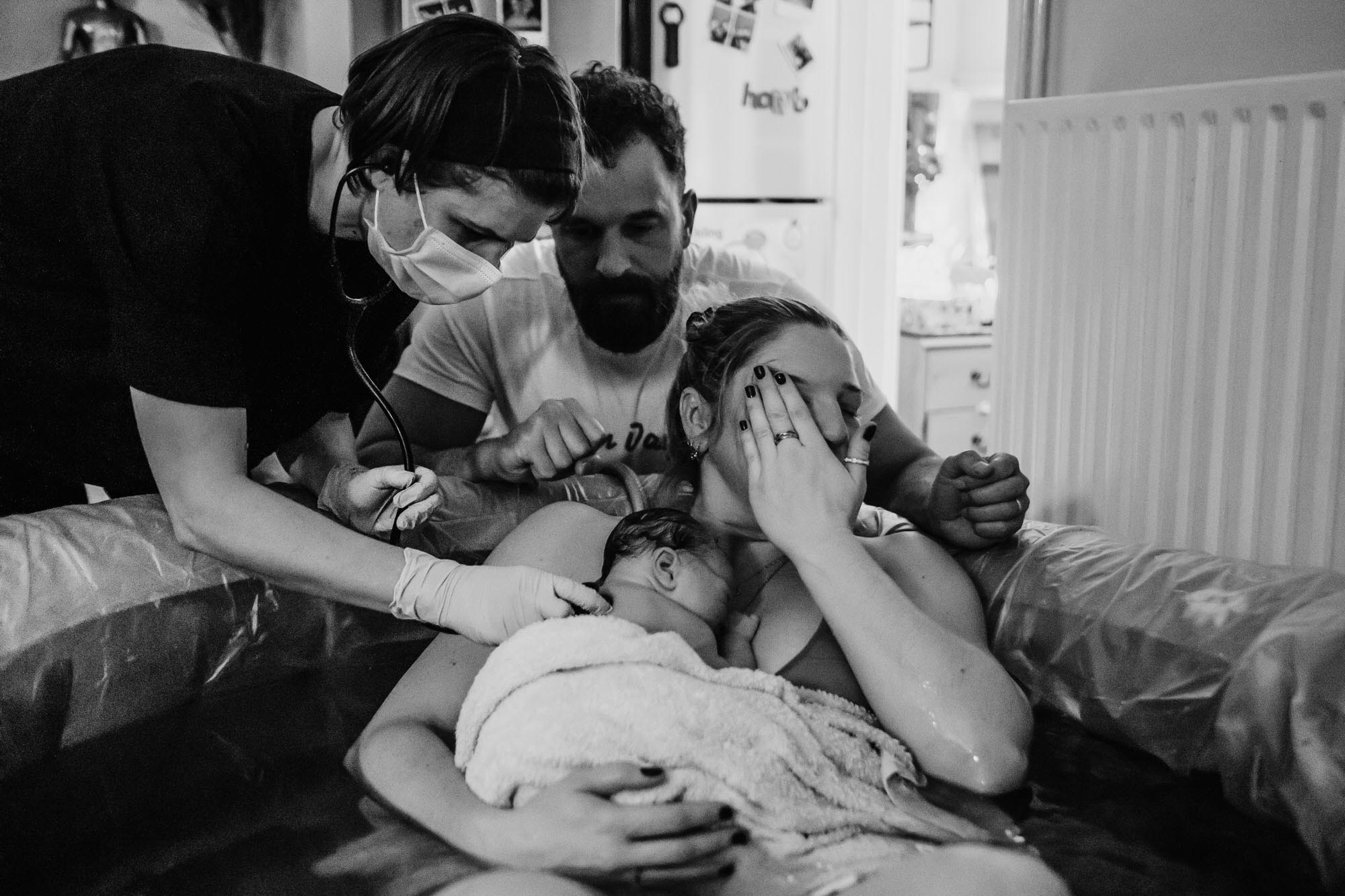 baby check up after giving birth in pool