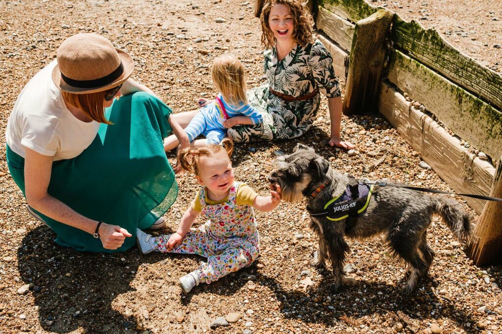 family at the beach in worthing