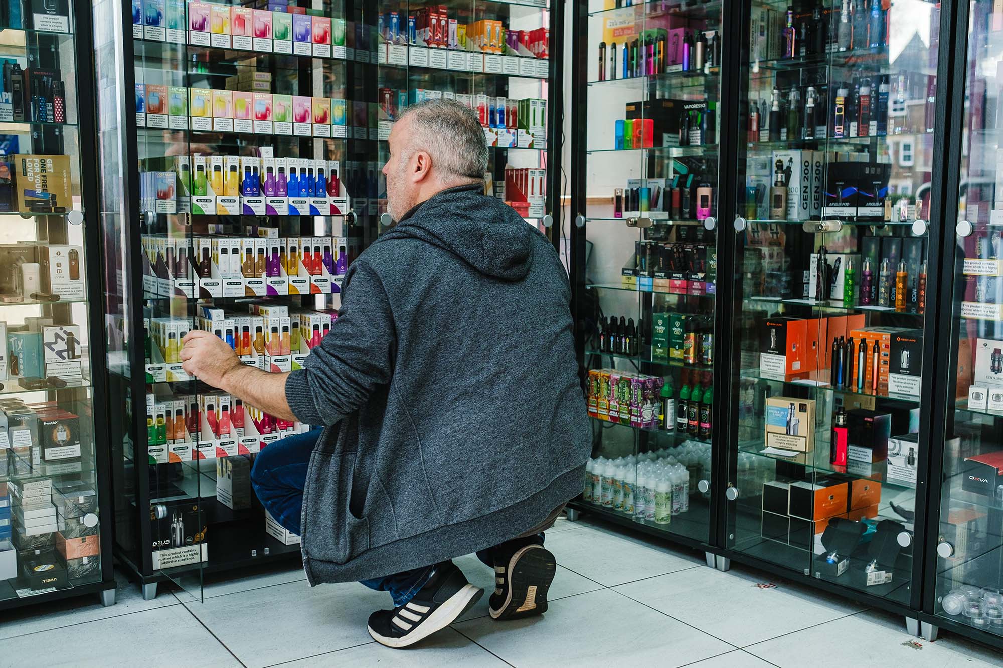 simon in shop with vapes